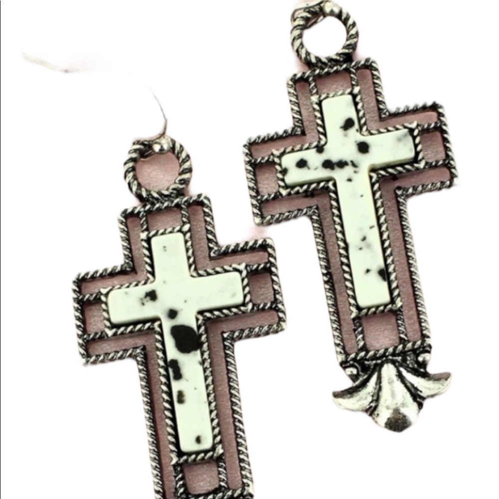 Women’s Howlite Paso Molina Cross Earrings